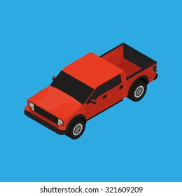 Isolated red car on a blue background