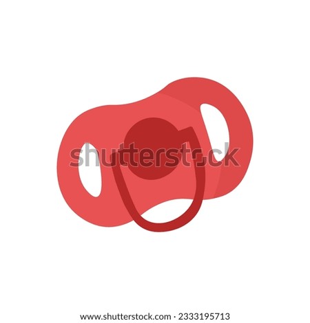 Isolated red cartoon flat pacifier illustration for girl. Sucker for babies red color.