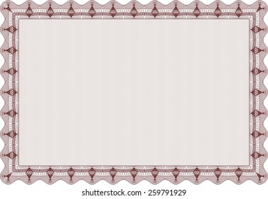 Isolated red certificate or diploma template.