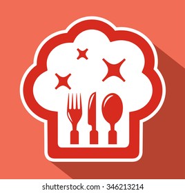 isolated red chef hat symbol with shadow