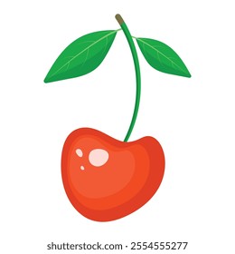 Isolated red cherry in flat style. Vector illustration