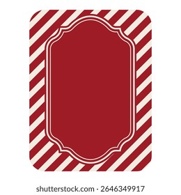 Isolated red Christmas candy stripe Label template. Good for Christmas packaging, bakery tags, handmade products, festive stickers, badges