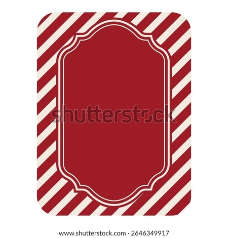 Isolated red Christmas candy stripe Label template. Good for Christmas packaging, bakery tags, handmade products, festive stickers, badges