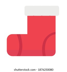 Icono de medias de navidad rojas aisladas. Ilustración del vector