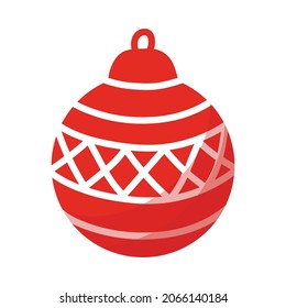 Weihnachtsball einzeln auf Rot mit Ornamentik