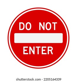 isolated red circle with text do not enter no road sign for banner, label, sticker, icon etc. flat vector design for infographic or other usage