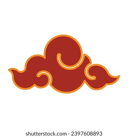 Isolated red cloud Chinese decotarion Flat design Vector illustration