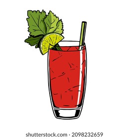 Isolated red cocktail drink bar illustration vector