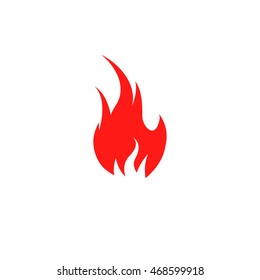 Isolated red color flame on the white background vector logo. Fire spurts logotype.Heat icon. Fireplace symbol. Bonfire illustration. Spicy food sign. Danger warning.