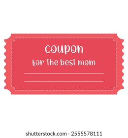 Isolated red coupon for the best mom template in flat style