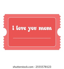 Isolated red coupon i love you mom template in flat style