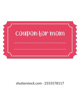 Isolated red coupon for mom template in flat style