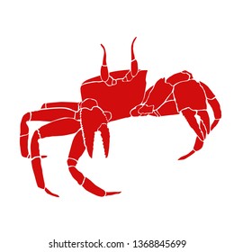 isolated red crab on white background, sea life animal vector illustration