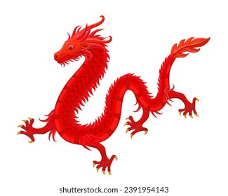 Dragón rojo aislado. Animales de mitología. signo lunar chino 