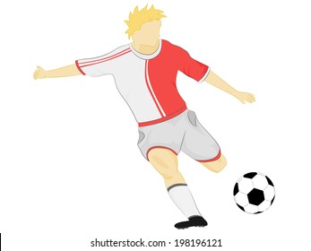 isolated red dress soccer player shooting vector illustration