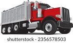 isolated red dump truck on a white background. vector illustration.