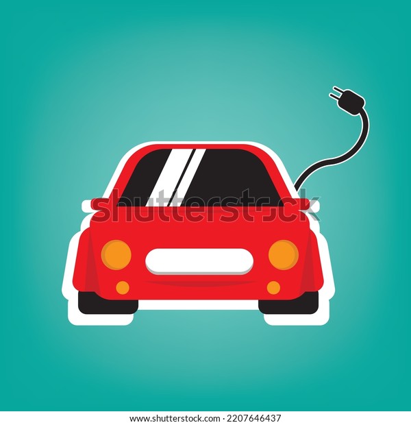 isolated red electric car\
sticker logo