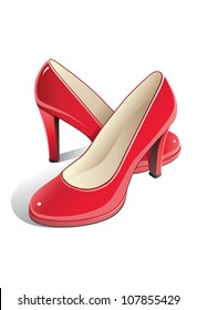 Isolated Red Female Heels Shoes