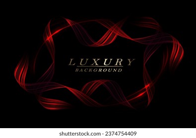Isolated red frame with wavy patterns on a black background.