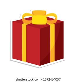 Isolated red gift box. Christmas gift - Vector