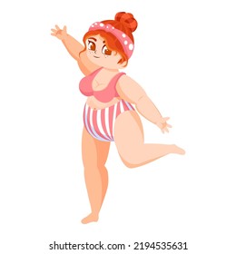 Isolated red hair body positive vector illustration