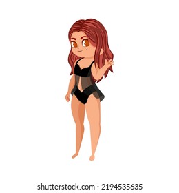 Isolated red hair body positive vector illustration