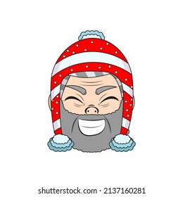 Cláusula vectorial de la cara linda del hombre viejo feliz rojo aislado
