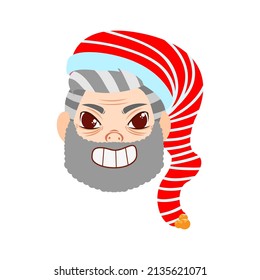 Isolated red hat old man christmas emoji cute face vector illustration