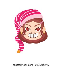 Isolated red hat woman christmas emoji cute face vector illustration