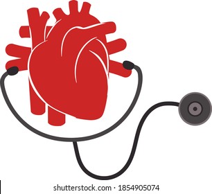 Isolated red heart symbol on white background illustration