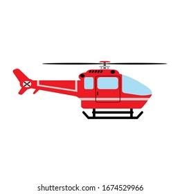 Isolated red helicopter. Icon, logo. Simple vector illustration.