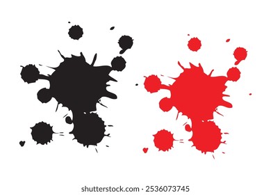 Formas de gota de salpicadura de tinta roja aislada