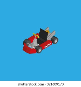 Isolated red kart on a blue background