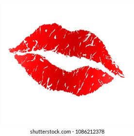 Isolated red lips on white background. Vector illustration.