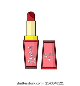 Isolated red lipstick women makeup beauty vector illustration