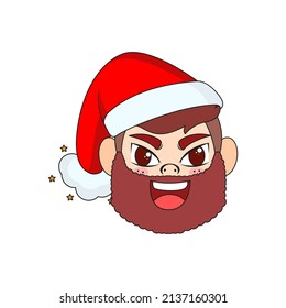 Isolated red man christmas borderline cute face vector illustration