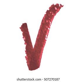 Isolated red marker pen check mark, on white background. Grunge elements for your design