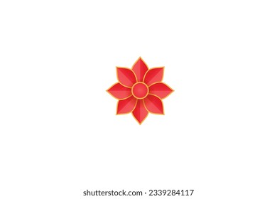Isolated red modern flower pattern on a white background 