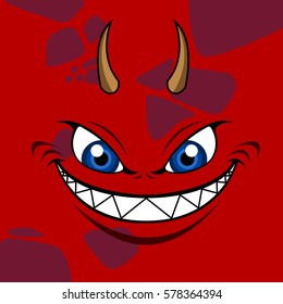 Isolated red monster with a big smile, Vector illustration