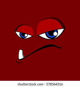 Isolated red monster with a big tooth, Vector illustration