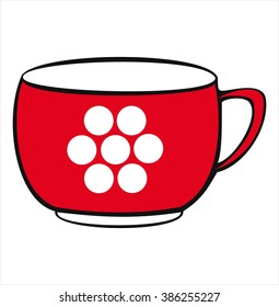 Isolated red mug, cartoon vector