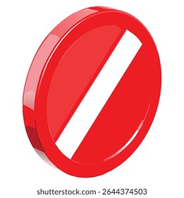 Isolated red no entry sign illustration for traffic safety and prohibition in a public or private area