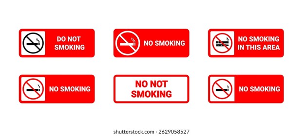Isolated Red No Smoking sign design, Policy Information sign vector design, Warning, Stop and Prohibition graphic elements illustration, Editable stock