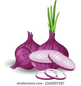 Isolated red onion cartoon illustration