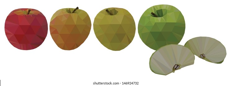 Isolated red, orange, yellow and green Rosh HaShana apples