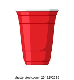 Isolado projeto de vetor de taça de festa vermelha, ilustração de taça de papel em estilo plano, elementos gráficos de festa, clip-art de celebração (editável)