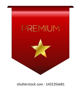 Isolated red premium label over a white background. High quality banner - Vector
