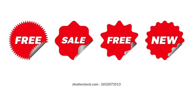 Isolated Red Promotion design elements, Sale, New Lable for Online Marketing, Store Tags illustration for Banner and Web, Editable.