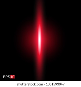 isolated red Rays with lens flare, Sun flare, flare on the black background. Transparent Vector Illustration