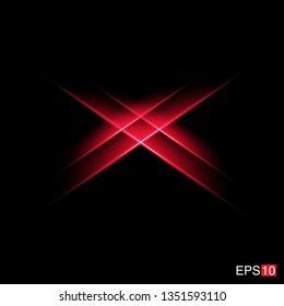 isolated red Rays with lens flare, Sun flare, flare on the black background. Transparent Vector Illustration